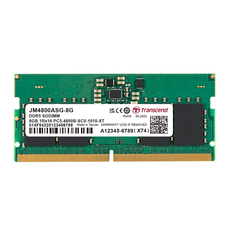 RAM TRANSCEND 8GB DDR5-4800MHZ JETRAM, PC5-38400U, 1Rx16, CL40, 1.1V, on-die ECC