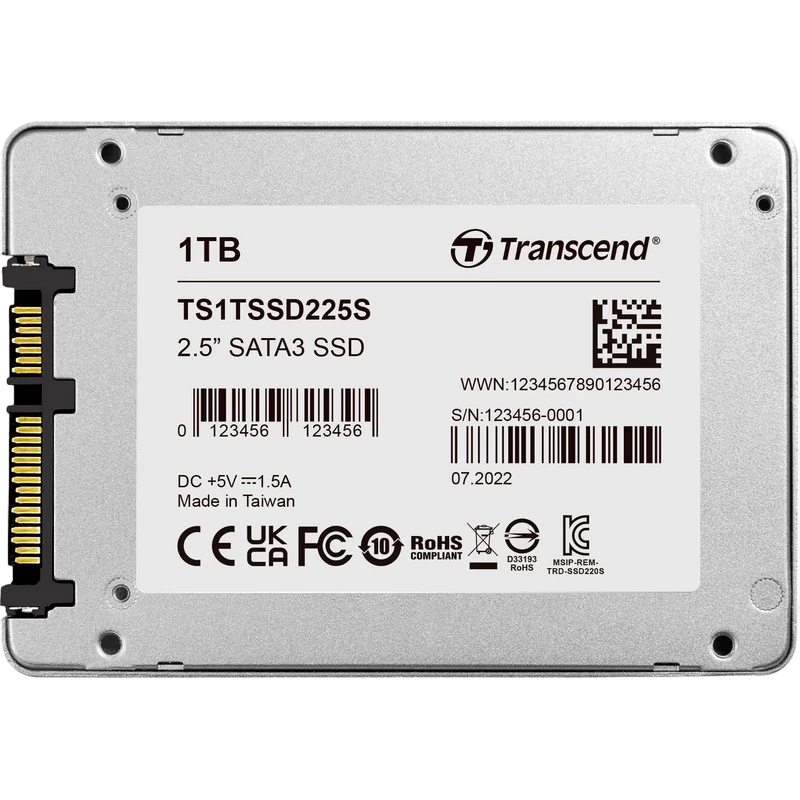 SSD TRANSCEND 2.5" SATA SSD 1.0TB  SSD225S [R/W:550/500MB/S, 55K/72K IOPS, 360 TBW, 3DTLC]