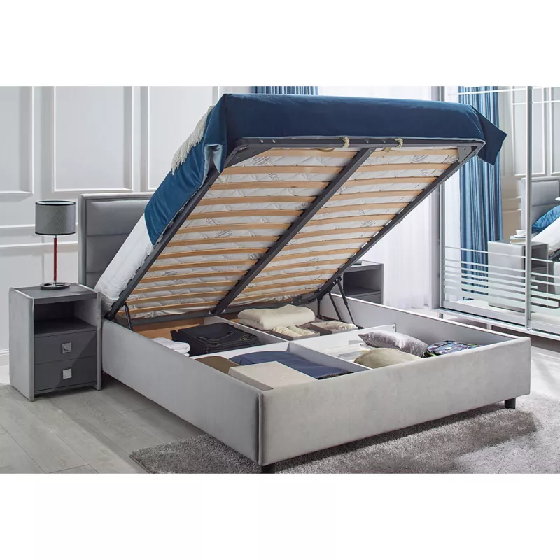 Pat Ambianta AMIGO 1.6 M, PAL melaminat, Stofa plusata, Gri, 160 x 200