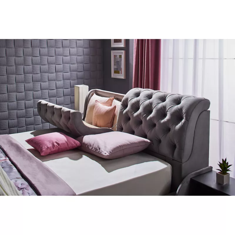 Pat Ambianta FRANKFURT 1.6 M, PAL melaminat, Stofa plusata, Gri, 160 x 200