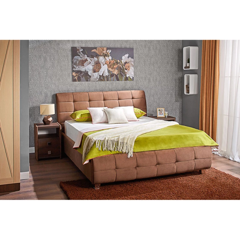 Pat Ambianta SAMBA 1.6 M, PAL melaminat, Stofa plusata, Maro, 160 x 200