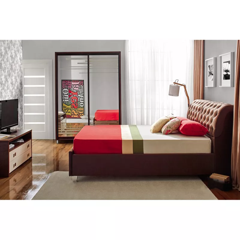 Pat Ambianta FRANKFURT 1.8 M, PAL melaminat, Stofa plusata, Maro, 180 x 200