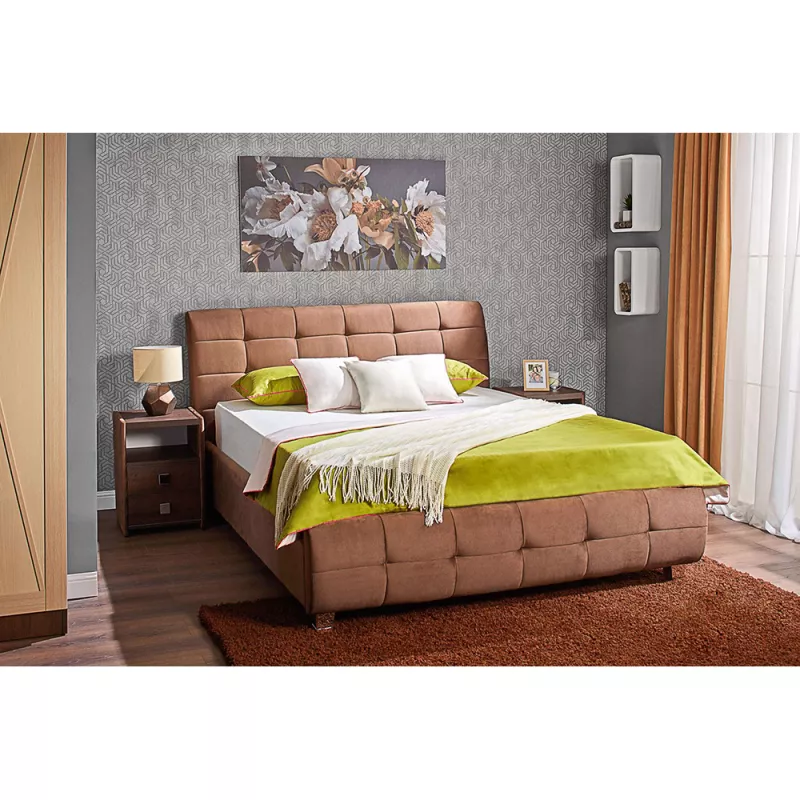 Pat Ambianta SAMBA 1.8 M, PAL melaminat, Stofa plusata, Maro, 180 x 200