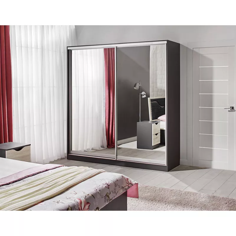 Шкаф-купе Ambianta HAPPY 2.0 m, ЛДСП, Графит, 200x200x58.3