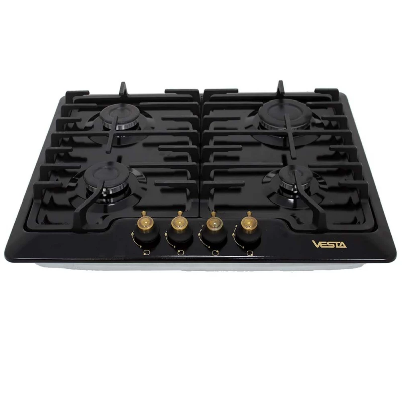 Plita incorporabila cu gaz VESTA BHF6060ICE/RBL, 4 arzatoare, Email, Negru