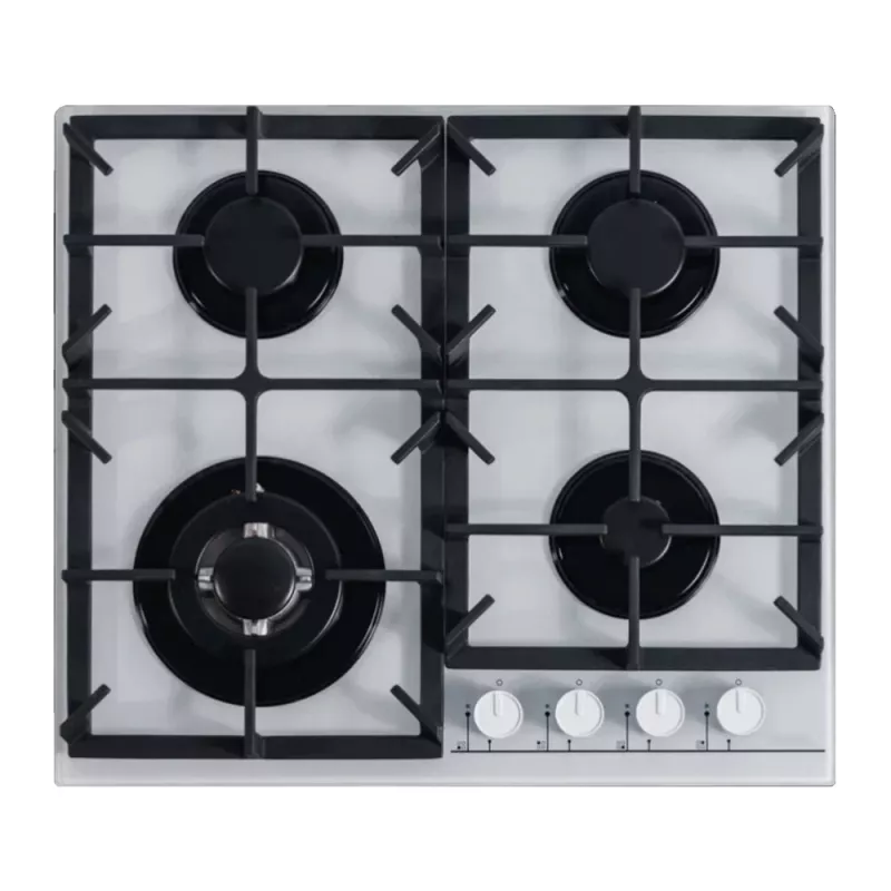 Plita incorporabila cu gaz WOLSER WL-KF 6400 GREY GLASS FFD, 4 arzatoare, Arzator Wok, Sticla calita, Gri