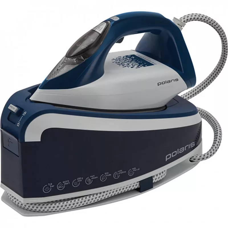 Паровая гладильная система POLARIS PSS6501K, 3000 Вт, 1500 мл, Керамическая подошва, Синий, Белый