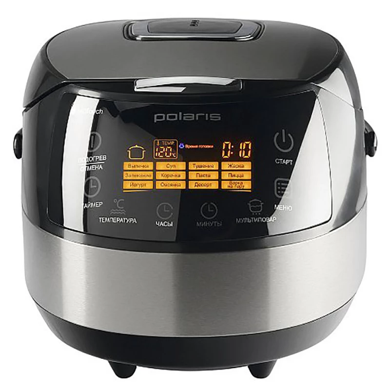 Multifierbator POLARIS PMC 0517AD, 5 l, 860 W, 52 programe, Argintiu, Negru