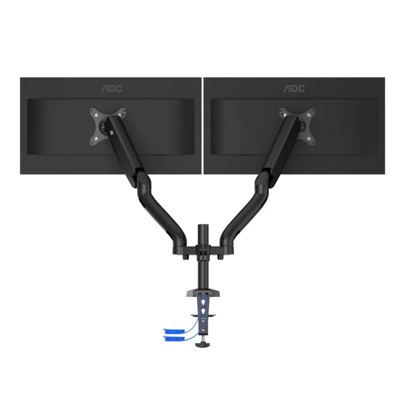 Держатель для монитора AOC Arm for 2 monitors 13"-31.5" - AOC AD110DX with integrated USB Hub, Black, USB Hub: USB-C + USB3.0, Desk Clamp/Grommet, Aluminum structure, Gas spring, Height adjustment, Max.Load: 2-9kg, Tilt: '-90°~+85°, Swivel:180°, Rotation: 360°, Hidden cable m