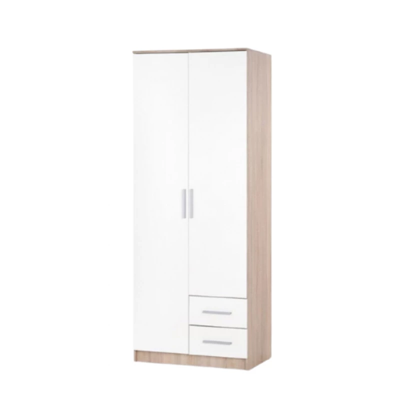 Dulap AG LIMA S-2, PAL melaminat, Sonoma, Alb