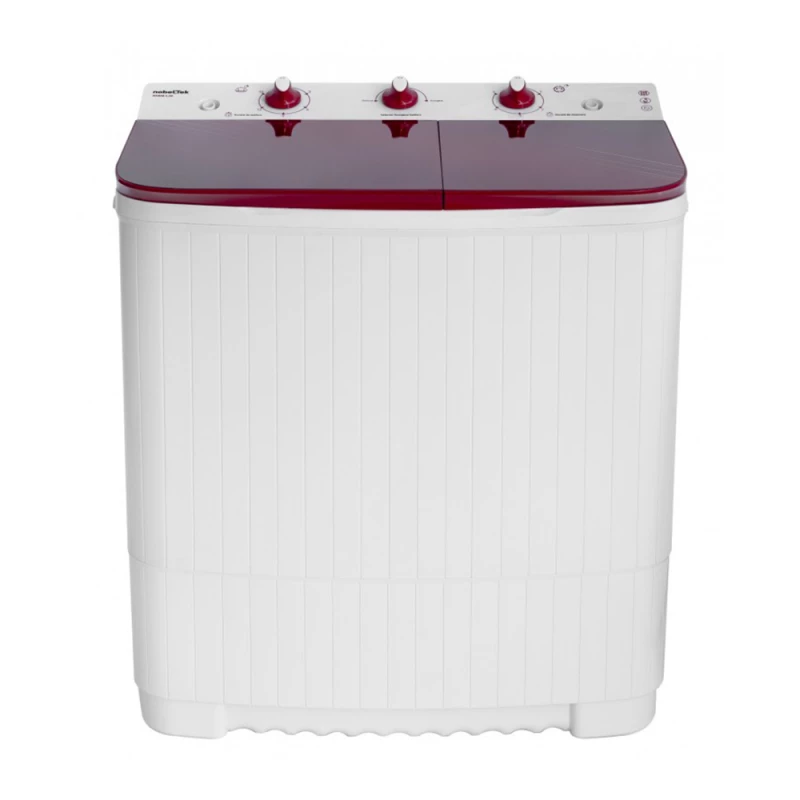 Masina de spalat rufe semiautomata NOBELTEK NSWM 5.3R, 5/3 kg, 1350 RPM, Alb, Rosu