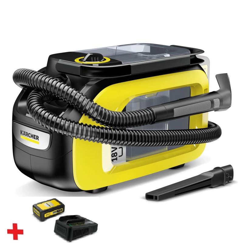 Пылесос KARCHER SE 3-18 Compact Battery + Kit, 184 Вт, 1.9/1.2 л, Жёлтый, Чёрный