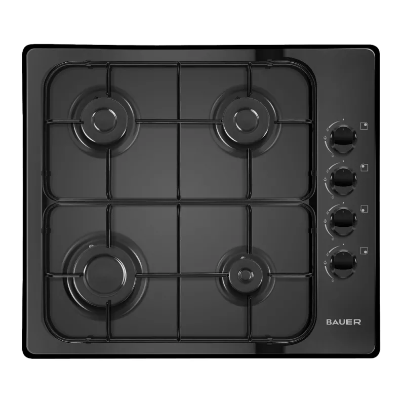 Aragaz de masa BAUER OK 640RT40B, 4 arzătoare, Email, Aprindere electrică, Negru