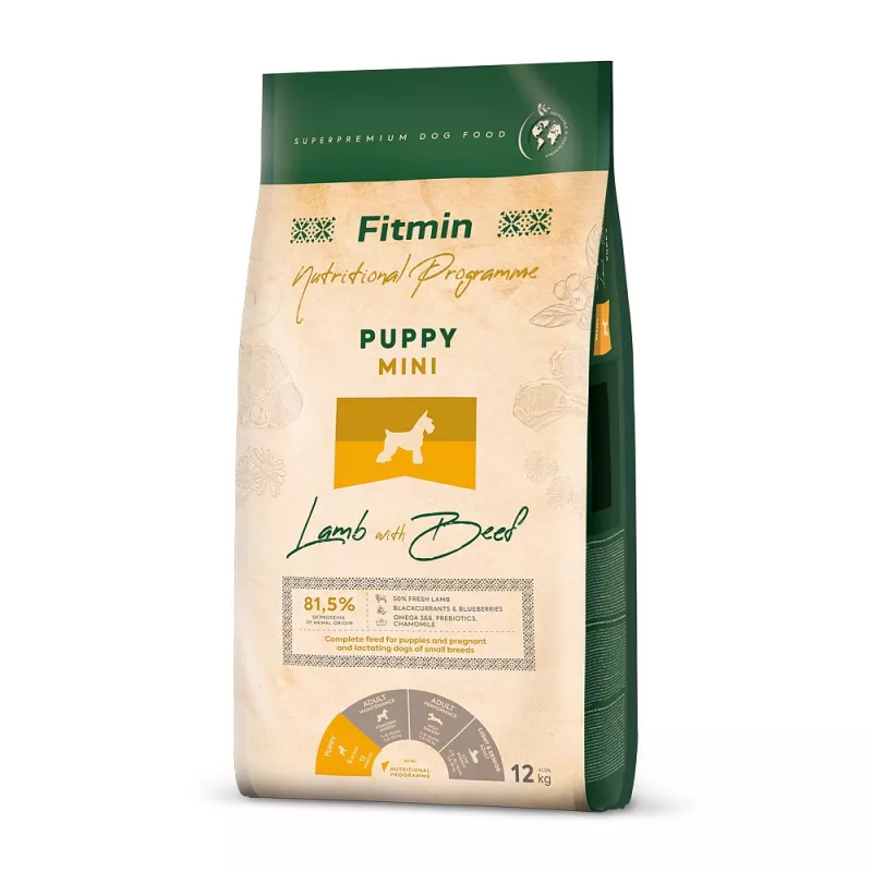 Сухой корм Fitmin dog mini puppy lamb beef, 12 кг