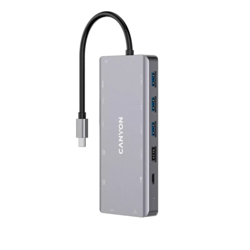 Docking station CANYON CNS-TDS12, 2xHDMI, VGA, LAN, 3.5mm, 2xType-C, 2xUSB3.0, USB, SD/MicroSD, PD. Inte