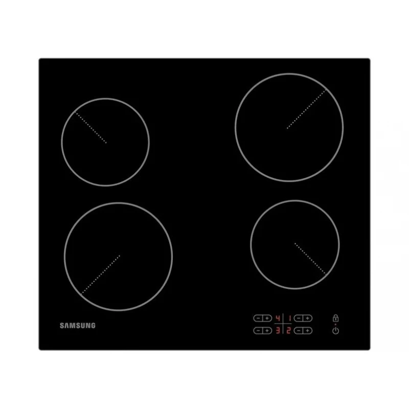 Plita incorporabila cu inductie Samsung NZ64T3506AK/WT, 6 kW, 4 arzatoare, Vitroceramica, Timer, Negru