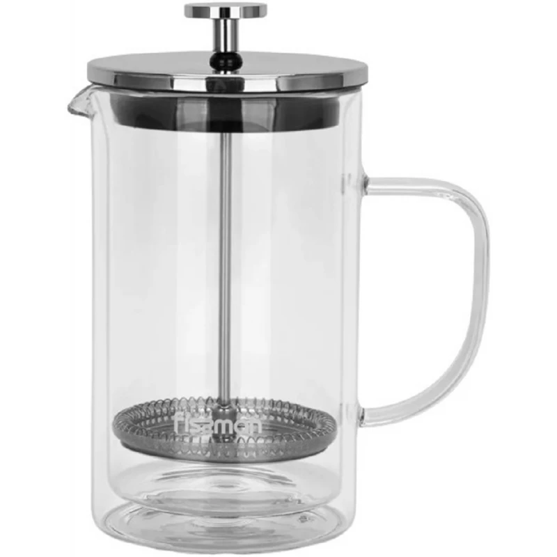French-press FISSMAN CARTADO 9095, 0.6 l, Sticla, Inox, Transparent