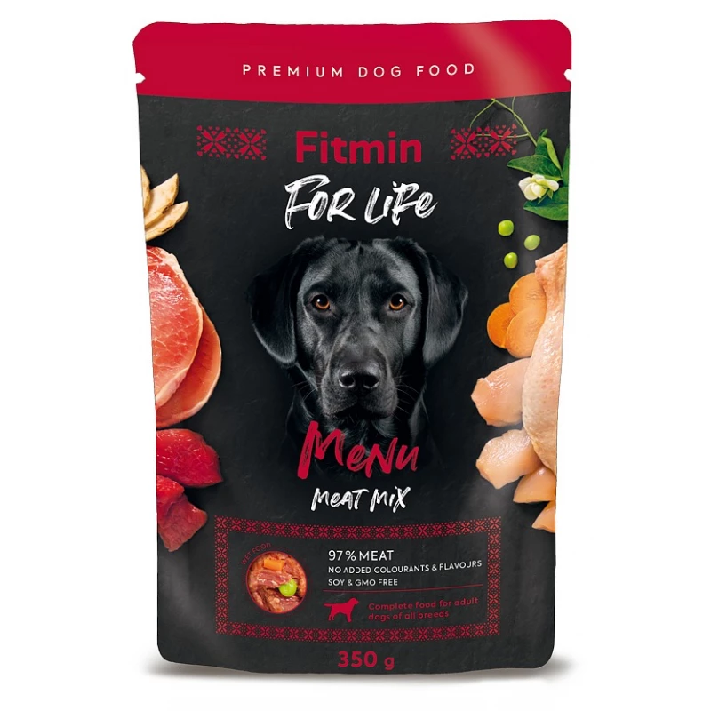 Hrana umeda Fitmin FFL DOG MENU MEAT MIX POUCH, 0.35 kg