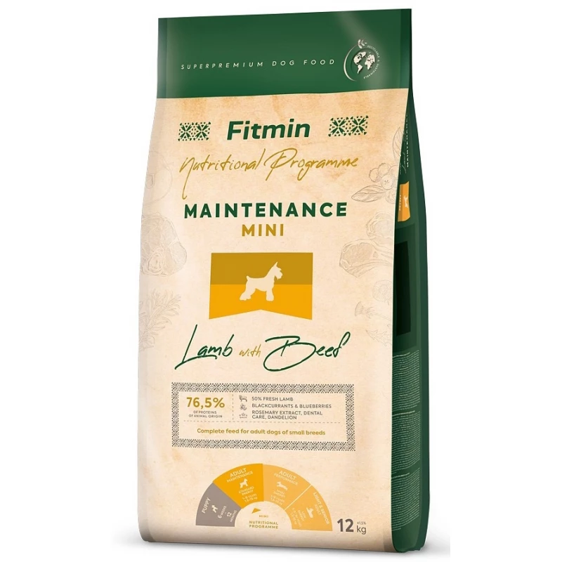 Сухой корм Fitmin mini maintenance lamb beef, 12 кг