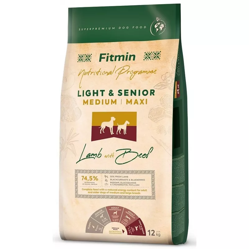 Hrana uscata Fitmin MEDIUM MAXI LIGHT SENIOR LAMB&BEEF, 12 kg