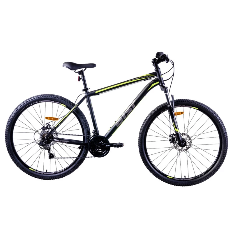 Bicicleta AIST QUEST DISK 29" ЧЕРНО-ЖЕЛТЫЙ 29 СТАЛЬ 21 ДИСК. МЕХАН. ДИСК. МЕХАН. АММОРТИЗ. ПЕРЕД. ВИЛКА, 29", 21 viteze, Negru, Galben