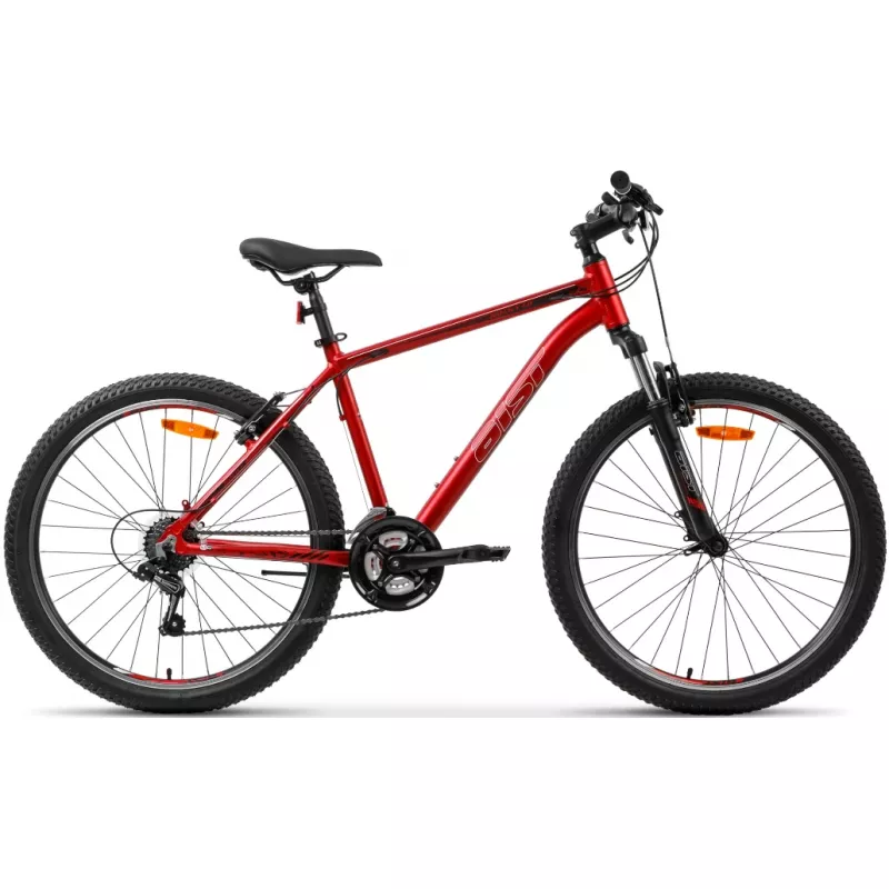 Bicicleta AIST ROCKY 1.0 БОРДОВО-ЧЕРНЫЙ 26 АЛЮМИНИЙ 21 V-BRAKE V-BRAKE АММОРТИЗ. ПЕРЕД. ВИЛКА, 26", 21 viteze, Bordo, Negru