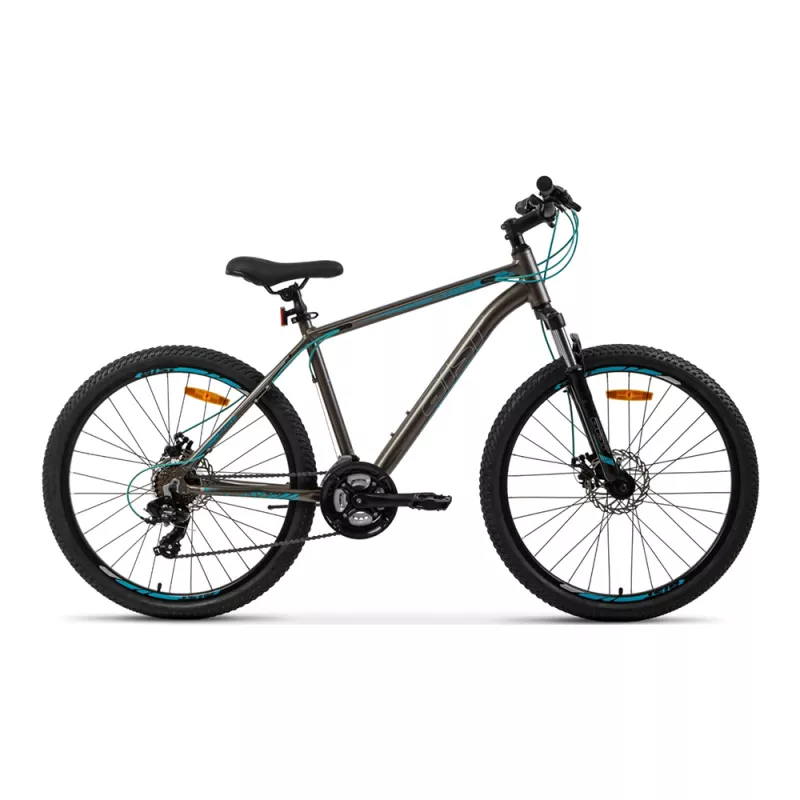 Bicicleta AIST ROCKY 1.0 DISK СЕРО-СИНИЙ 26 АЛЮМИНИЙ 21 ДИСК. МЕХАН. ДИСК. МЕХАН. АММОРТИЗ. ПЕРЕД. ВИЛКА, 26",  21 viteze, Gri, Albastru