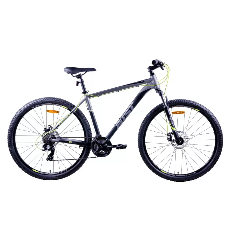 Bicicleta AIST ROCKY 1.0 DISK СЕРЫЙ С ЧЕРНЫМ 29 АЛЮМИНИЙ 21 ДИСК. МЕХАН. ДИСК. МЕХАН. АММОРТИЗ. ПЕРЕД. ВИЛКА, 29", 21 viteze, Negru, Gri