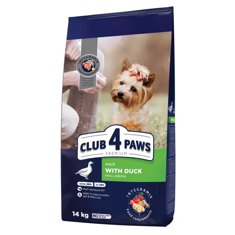 Hrana uscata Club 4 Paws talie mica cu rata, 14 kg