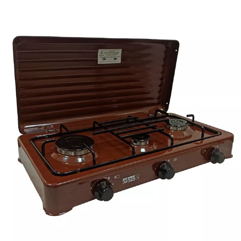 Aragaz de masa EFES TT3/LPG/BR, 3 arzatoare, Maro