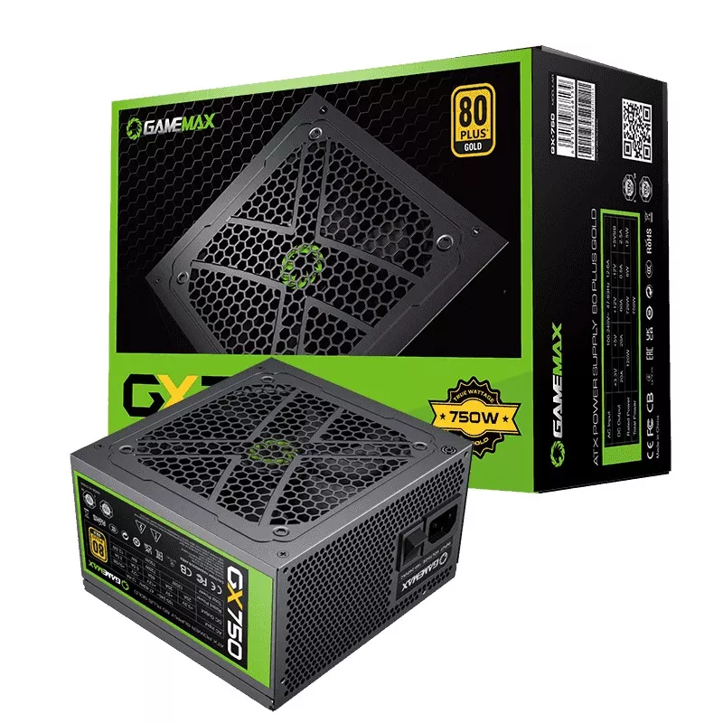 Sursa de alimentare PC GAMEMAX POWER SUPPLY ATX 750W GX-750, 80+ GOLD, ACTIVE PFC, LLC+DC/DC, FULL MODULAR, 120MM FAN