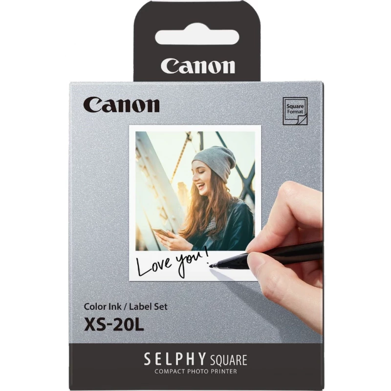 Бумага рулонная CANON XS-20L EU26 - Canon Color Ink/Label Set XS-20L (Photo Paper 72x85 mm (20 Sheets) + Ink Set), Compatible to Canon SELPHY QX10