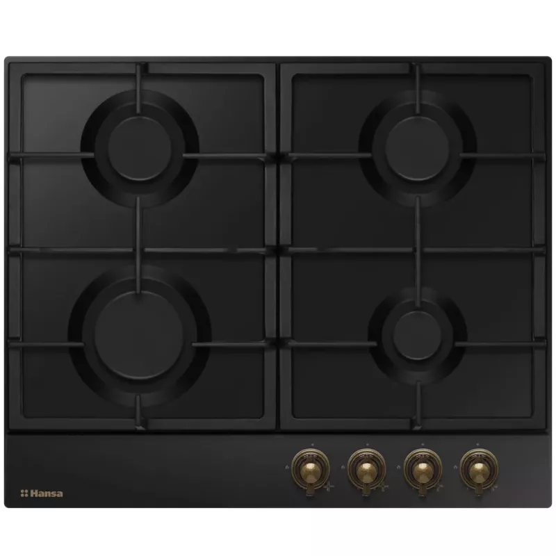 Варочная газовая панель HANSA BHGA630390, 4 конфорки, Эмаль, Черный
