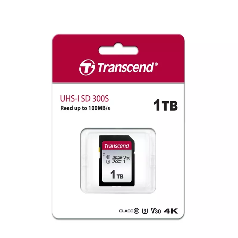 Card de memorie TRANSCEND 1.0TB SDXC Card (Class 10) UHS-I, U3, Transcend 300S "TS1TSDC300S" (R/W:100/85MB/s)