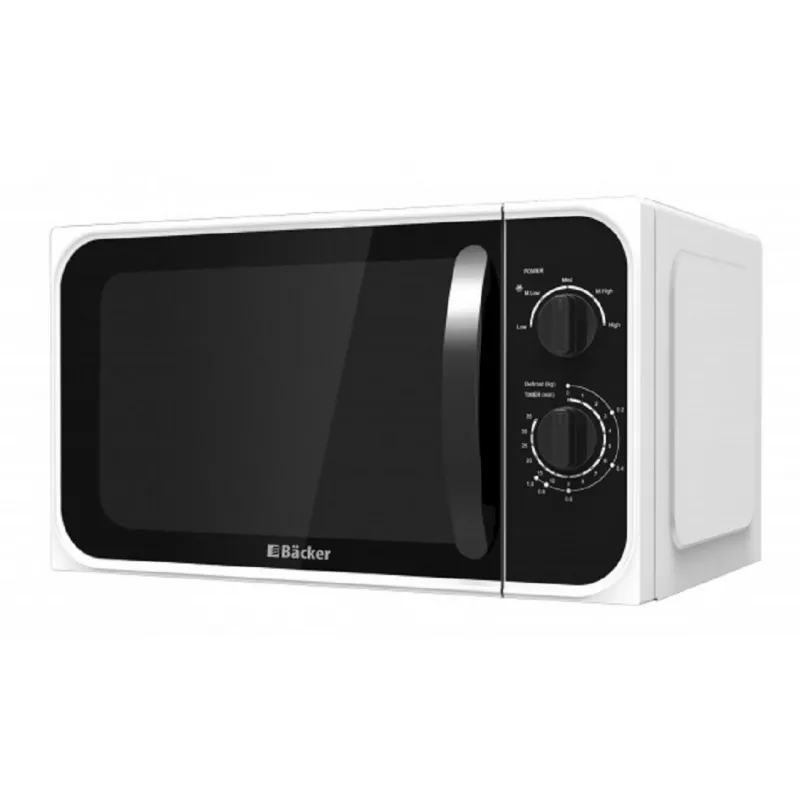 Микроволновая печь BACKER MWB 23M 800 BL_WH, 23 л, 800 Вт, 5 уровней мощности, Белый