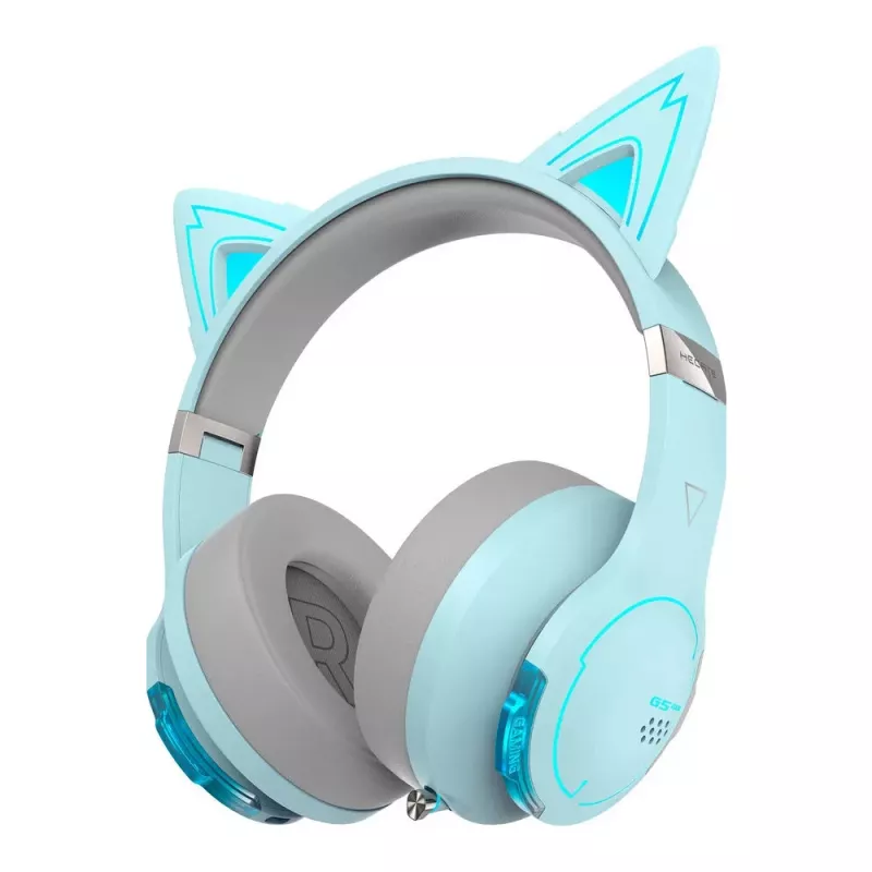 Casti cu fir si microfon EDIFIER G5BT CAT BLUE / BLUETOOTH GAMING ON-EAR HEADPHONES WITH MICROPHONE, RGB, 3.5MM / BLUETOOTH V5.2, PLAYBACK TIME 20 HOURS (LIGHT ON); 36 HOURS (LIGHT OFF), CUTE DETACHABLE CAT EAR WITH HALL SENSORS, FOLDABLE DESIGN