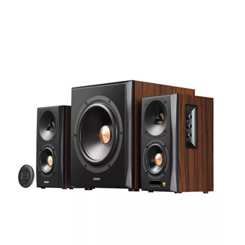 Boxa EDIFIER S360DB Brown, HI-Res sound 2.1/ 150W (75W+ 2x40W) RMS, Audio In: Bluetooth 4.1 aptX Wireless Sound, RCA x2, PC, AUX, optical, coaxial, remote control, all wooden, (sub.8" + satl.(3,5"+1"))