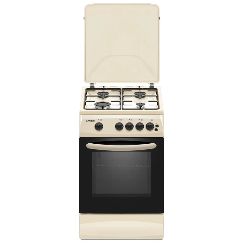 Aragaz BAUER TG 5640 BEI, 52 l, 4 arzatoare, Aprindere electrica, 50 cm, Bej