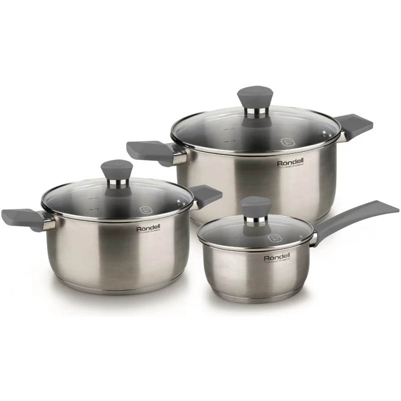Set cratite Rondell RDS-820, 6 PCS, 4.8 l, 2.8 l, 1.4 l, 16 cm, 20 cm, 24 cm, Otel inoxidabil de calitate inalta 18/10, Inox