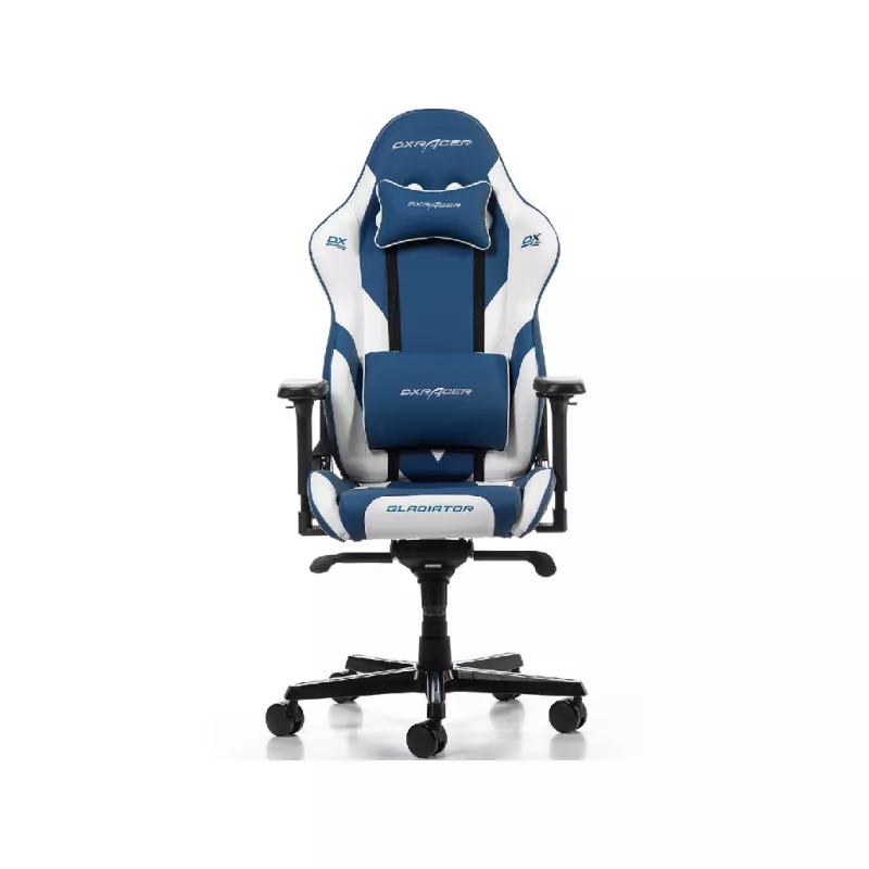 Fotoliu Gaming DXRacer GLADIATOR GC-G001-BW-BX2, BLUE/WHITE, Gazlift, Tilt, 150 kg, 180-200 cm, Albastru, Alb