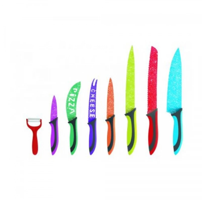 Набор ножей Zilan Floria ZLN1143, 8 предметов в наборе, 20 см, 13 см, 12 см, 11 см, 9 см, Нержавеющая сталь, Разноцветный