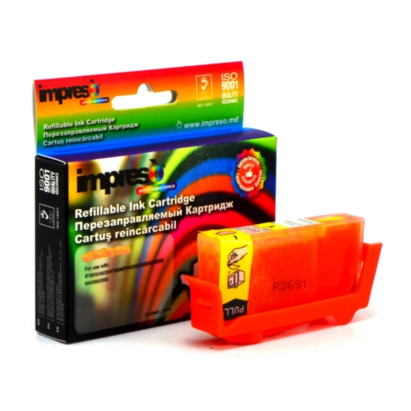 Картридж струйный Impreso IMP-RC-CC471XL-Y YELLOW REFILLABLE CANON PIXMA MG5740/6840/7740/TS5040/6040/8040/9040, W/CHIP (12.5ML)