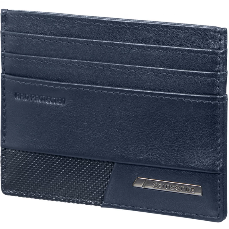 Portmoneu Samsonite PRO-DLX 6 SLG-732 - 6CC H S, 10 x 7.6 x 0.5 cm, Piele, Albastru inchis