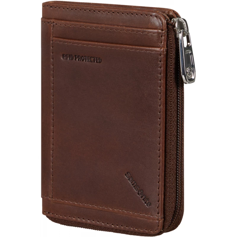 Portmoneu Samsonite VEGGY SLG 722 - 8CC H S+ 2 GUSS ZIP, 10.8 x 8 x 1 cm, Piele, Maro inchis