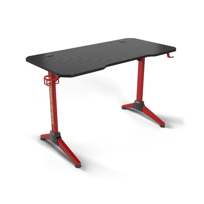 Masa gaming Lumi GMD03-1 CONQUEROR GAMING DESK WITH RGB LIGHTING, BLACK/RED, PAL melaminat, Metal, Plastic, Negru, Rosu