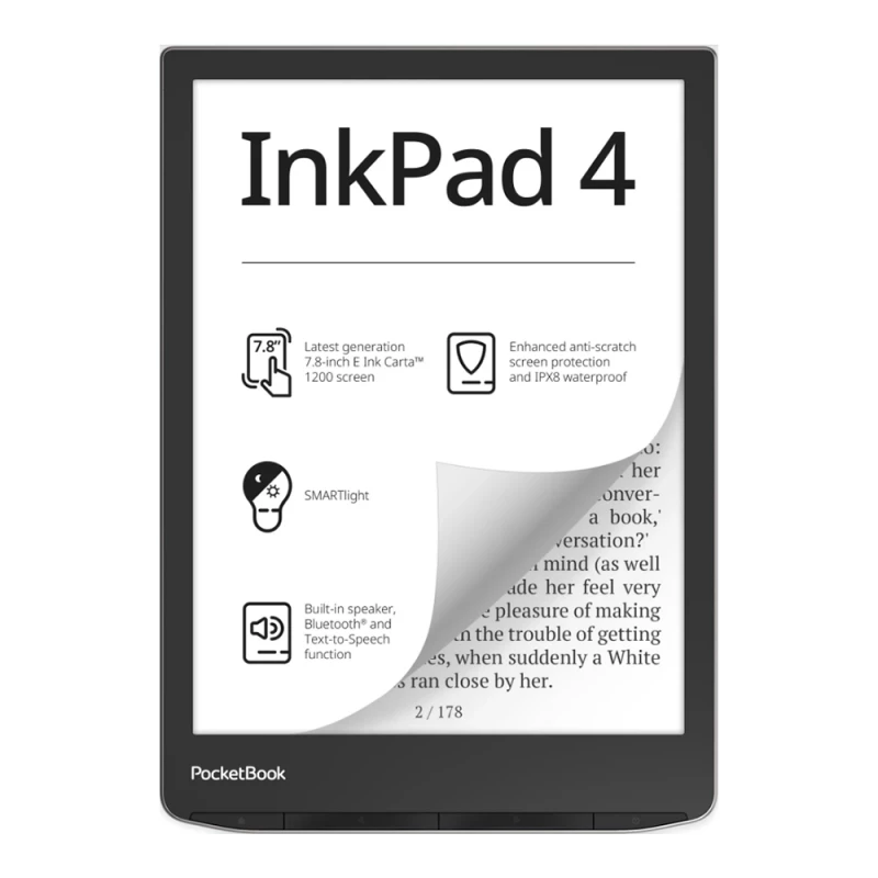 Планшет E-Ink PocketBook InkPad 4, Metallic Grey, 7,8" E Ink Carta