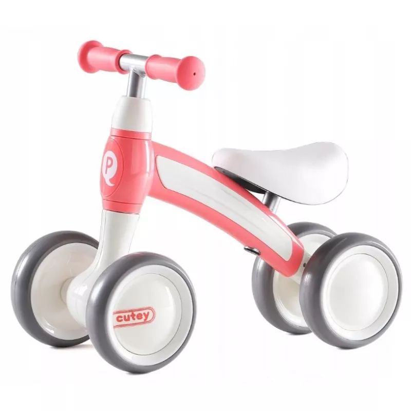 Bicicleta fara pedale QPlay Cutey Pink, 1-3 ani, Roz, Alb