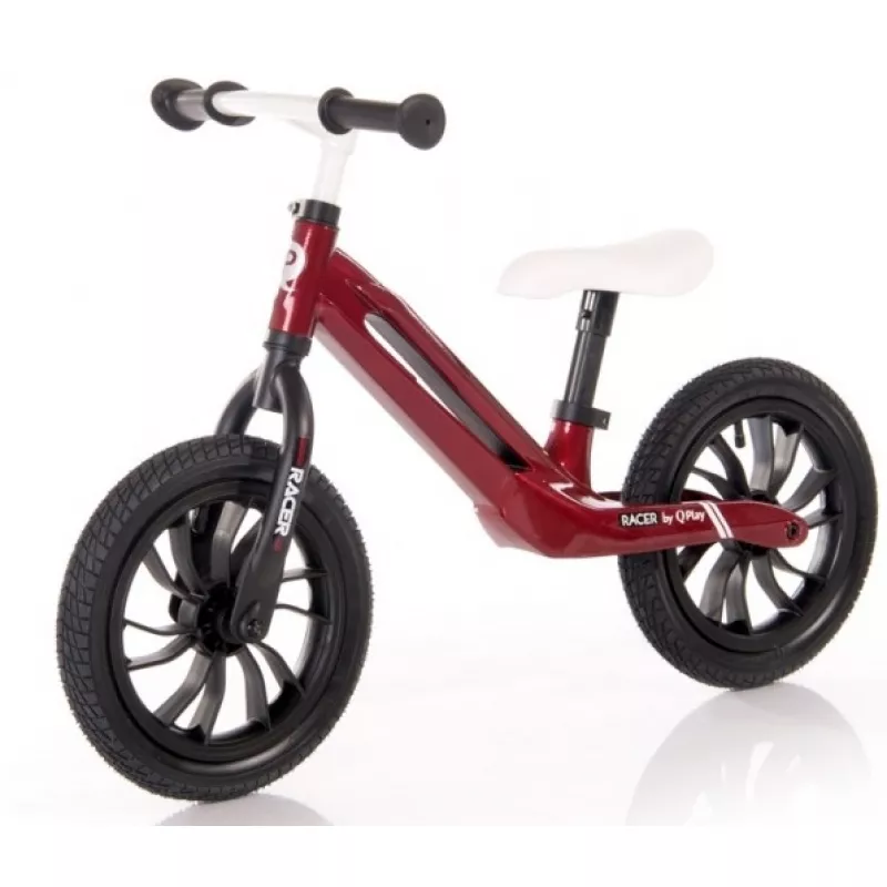 Bicicleta fara pedale QPlay RACER RED/WHITE, 12", 2-5 ani, Rosu, Alb