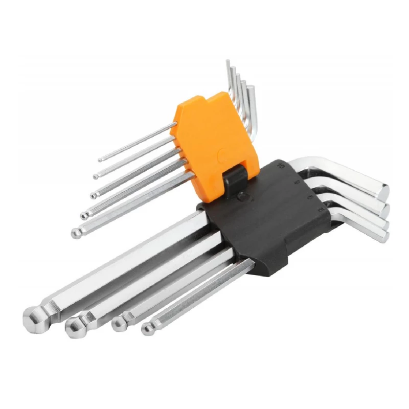 Set chei Tolsen SET 9 CHEI HEXAGONALE LUNGI VIRF ROTUND 1,5X10MM