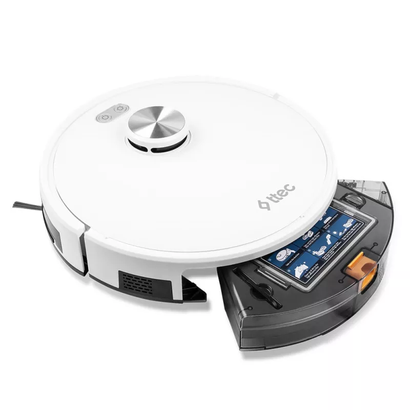 Robot-aspirator Ttec Robot Vacuum Cleaner and Mop with Automatic Dust Disposal System Robi ProMaster+, White, Li-Ion 5200 mAh, 25 W, 0.6 l, Wi-Fi, Alb